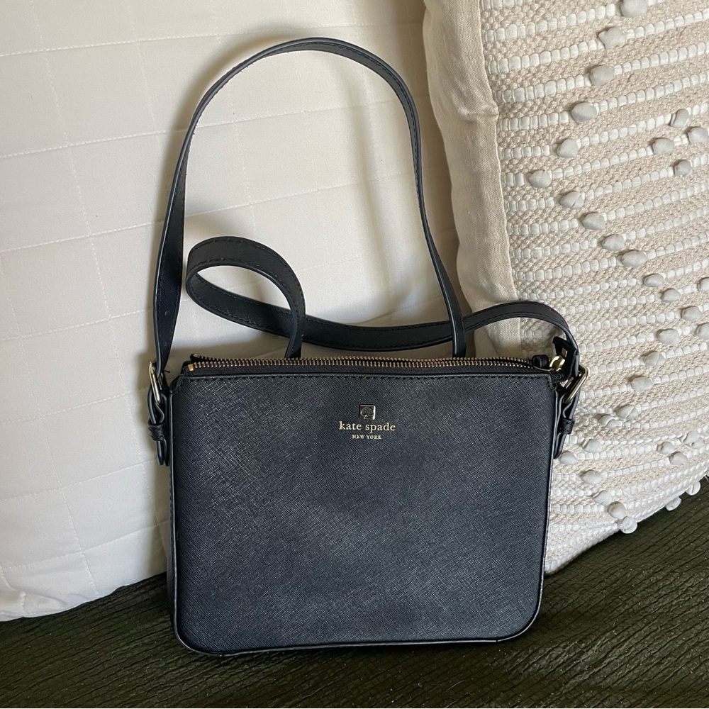 Kate Spade Saffiano Leather Black Small Slim Crossbody Purse